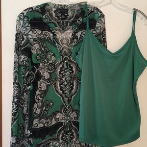 INC paisley long sleeve blouse with cami
